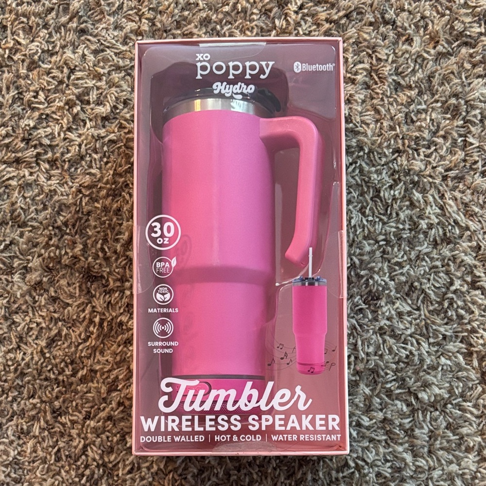 xo poppy Hydro 30oz Pink Tumbler Wireless Speaker